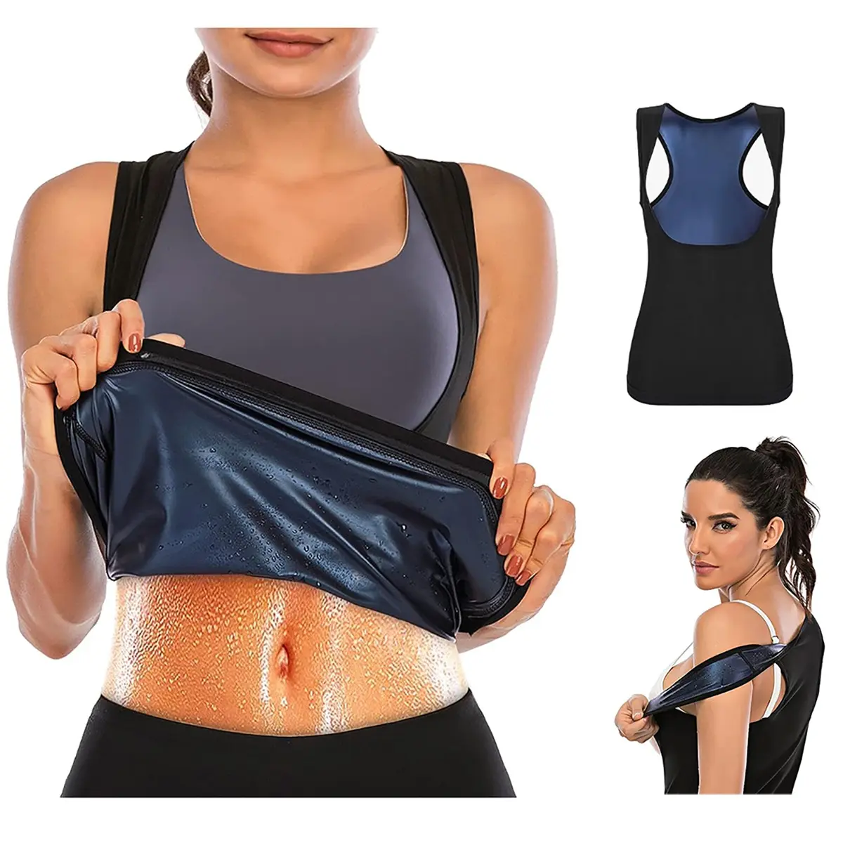 Sauna Sweat Vest for Men & Women, Sleeveless Workout Top, Colorblock Design, Ideal for Running & Daily Training, All Seasons