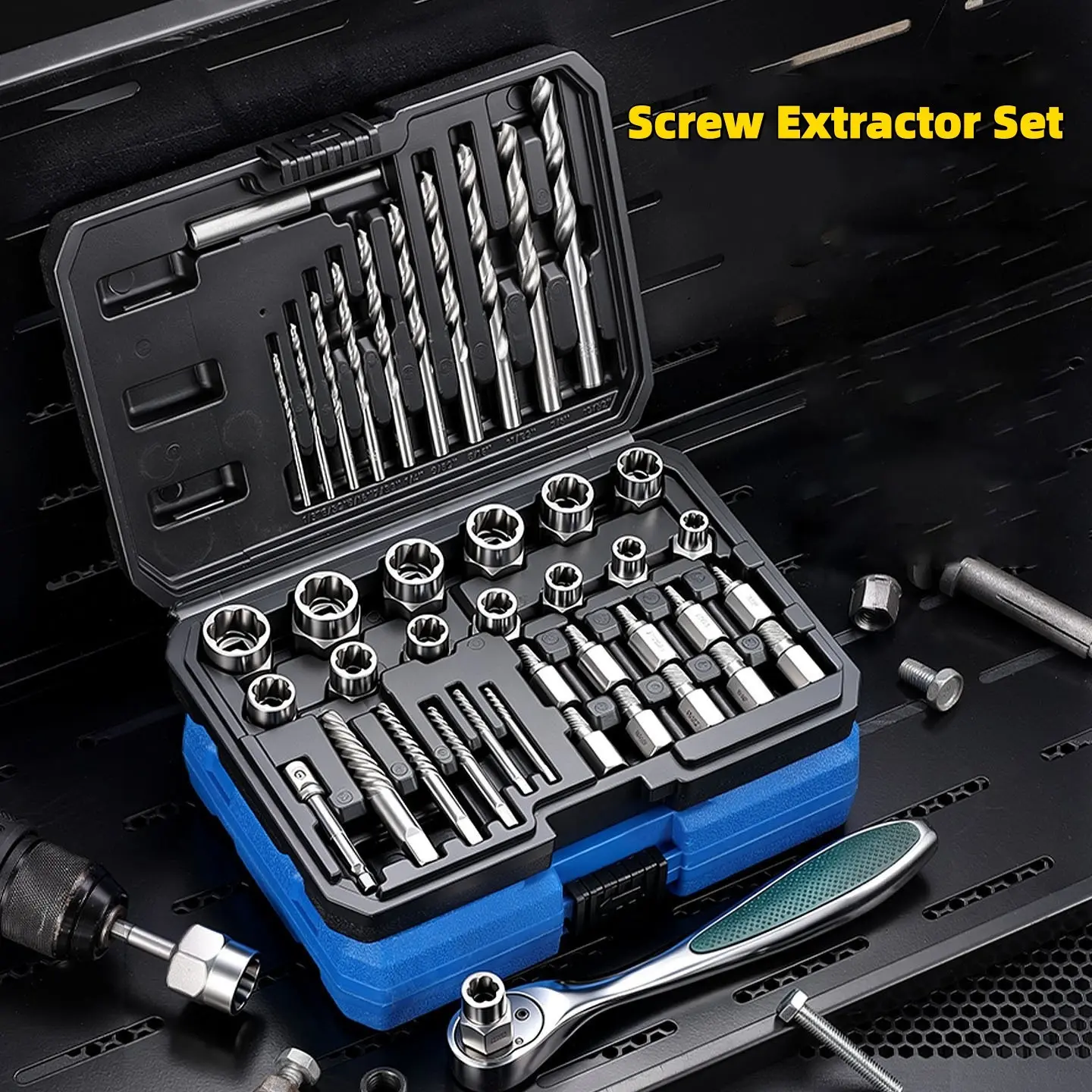 40-Piece Master-Level Damaged Screw Remover Set, High Hardness Alloy Steel, Universal Car Mechanic Tool Kit for Rusty Fasteners, Removal Tool Kit