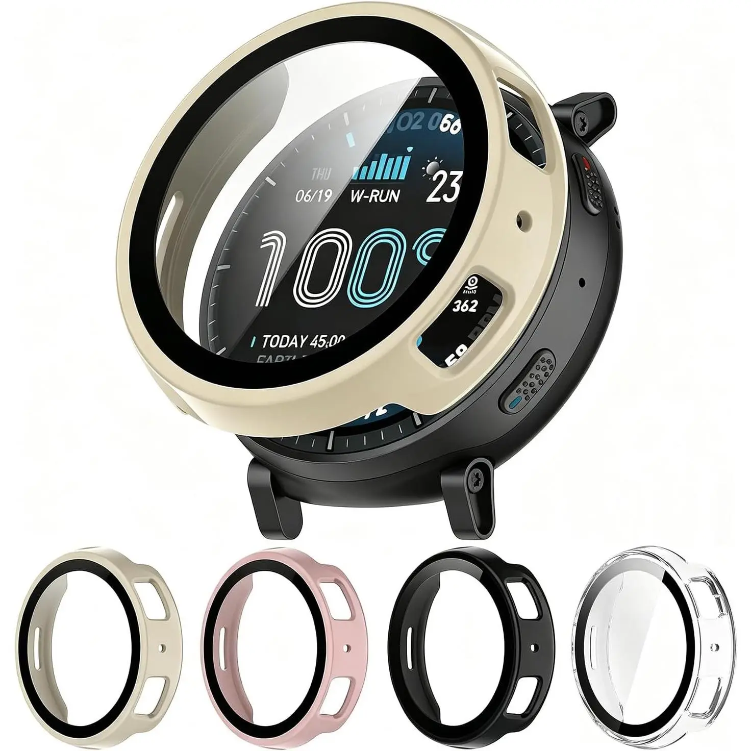 [4-Pack Screen Protector Case for Amazfit  Max Smartwatch, Hard PC Bumper & Tempered Glass Film  Cover Accessories