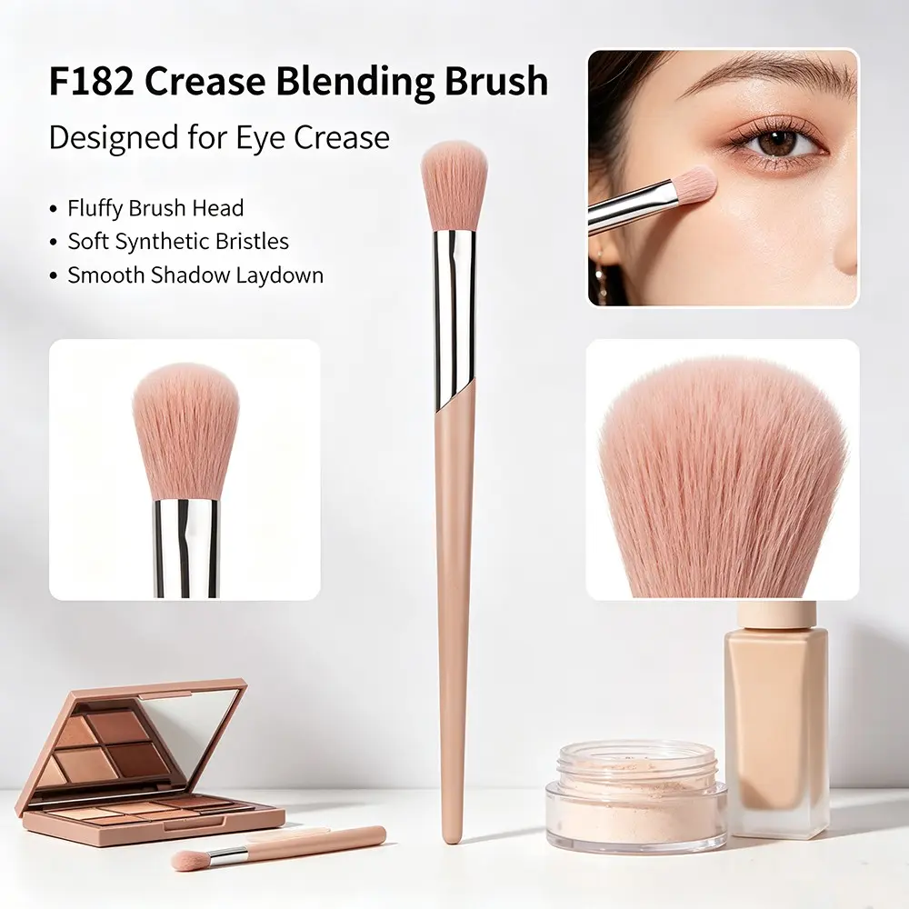 F182 Crease Blending Brush, Synthetic Hair, Eyeshadow Contour Brush, Eye Nose Contour Makeup Tool, Professional Beauty Essential