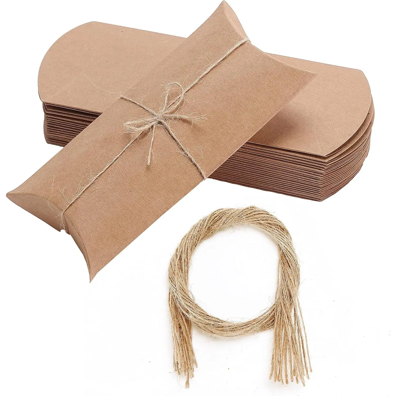 -  Pillow Boxes, 6.3x3.4x1.3 in, 25 Pack with Jute Twines |   Boxes, Paper Boxes for Gifts, Paper Pillow Candy Box, Pillow Boxes Craft, Favor  Boxes, Pillow  Boxes