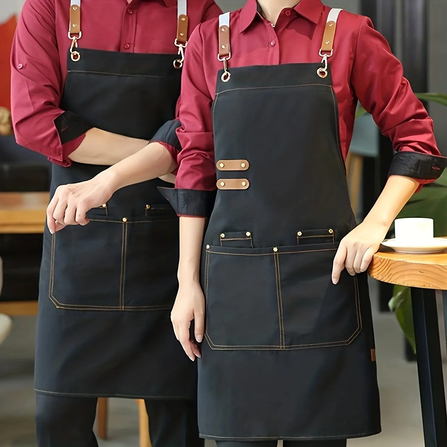 Multipurpose Unisex Apron And Polyester with Pockets for Chefs, Artisans, Baristas