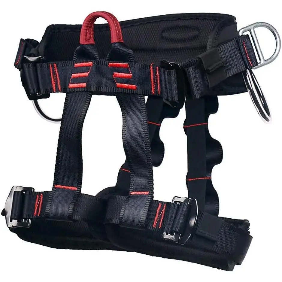 Wider Half Body Climbing Safety Harness Gear, Waist Protection Harness for Roofing Fire Rescuing Rock Climbing Rappelling Tree Climbing, Red