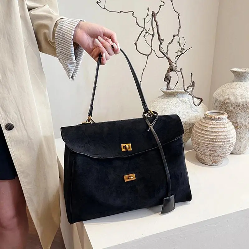 Vintage Matte Tote Bag Shoulder Handbag Large Capacity Commuter Work Office Casual Travel Crossbody Hobo Satchel Chic Trendy