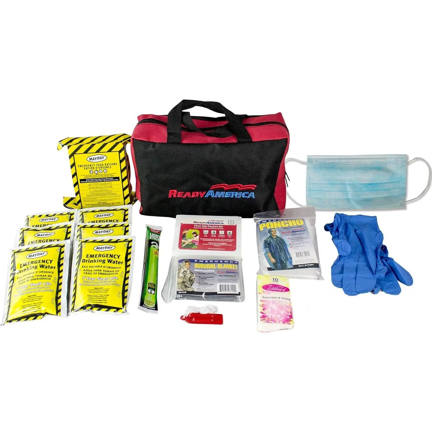 Portable 1-Person 72-Hour Emergency Kit, Travel Friendly Survival Equipment Set with 5-Year Emergency Food, Water & First Aid Supplies for Disaster Preparedness, Emergency Supplies
