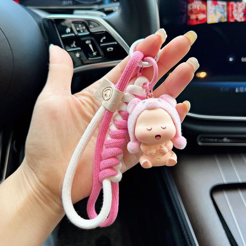New Flocked Cartoon Hat Doll Keychain, Cute Kawaii Baby Figurine Car Key Ring, Fashionable Plush Bag Charm Accessory for Women New Flocked Cartoon Hat Doll Keychain, Cute Kawaii Baby Figurine Car Key Ring, Fashionable Plush Bag Charm Accessory for Women