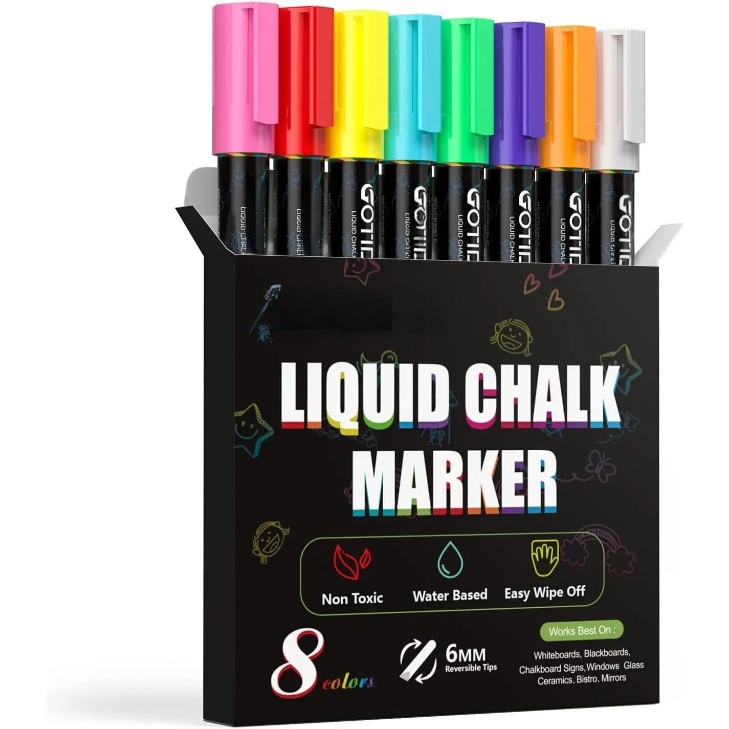 Chalk Markers, 8 Colors Liquid Chalk Markers for Blackboard | Chalkboard Markers for  and Drawing, Calendar, Glass, , Auto, Bistro, Mirror, Wet Erase Chisel Tip Window Marker