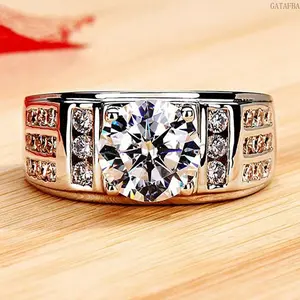 Men's Starry Moissanite Statement Ring, Minimalist Cool Style Finger Accessory for Daily Wear