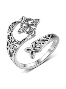 Celtic Trinity Ring, Adjustable Witch Knot Celtic Open Ring, Elegant Irish Jewelry, Perfect for Daily Wear, Parties, Weddings