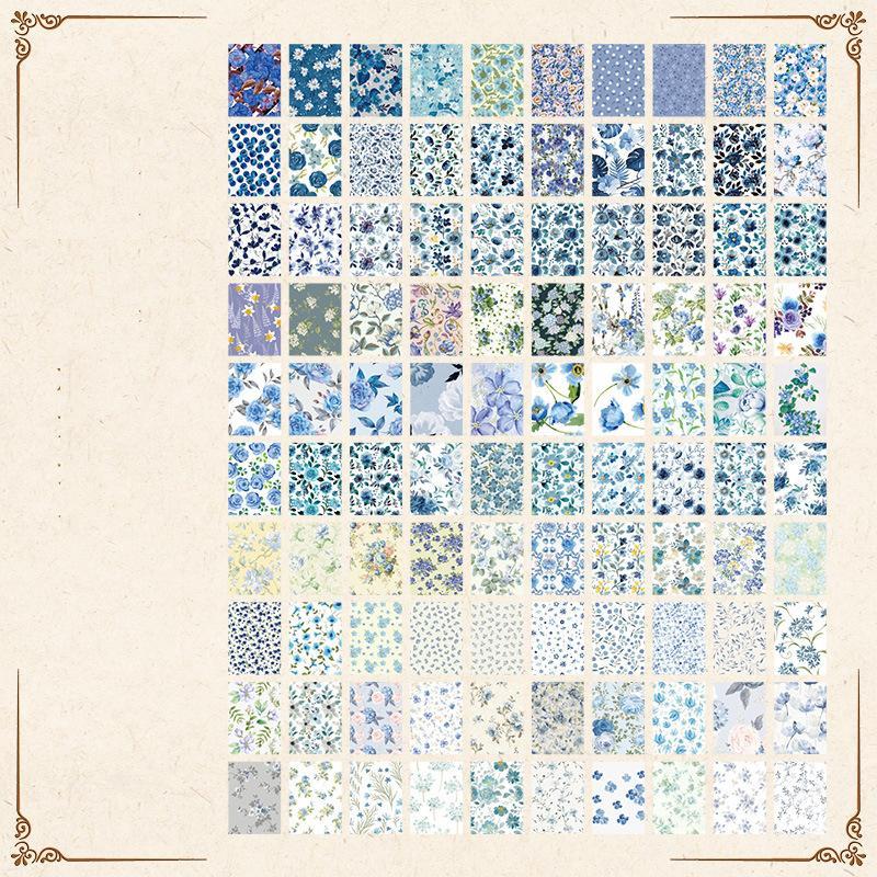 Vintage Floral Pattern Material Paper, 100pcs/set Random Color Creative Non-stick Background Paper, Scrapbook Materials, Office Stationery & Supplies