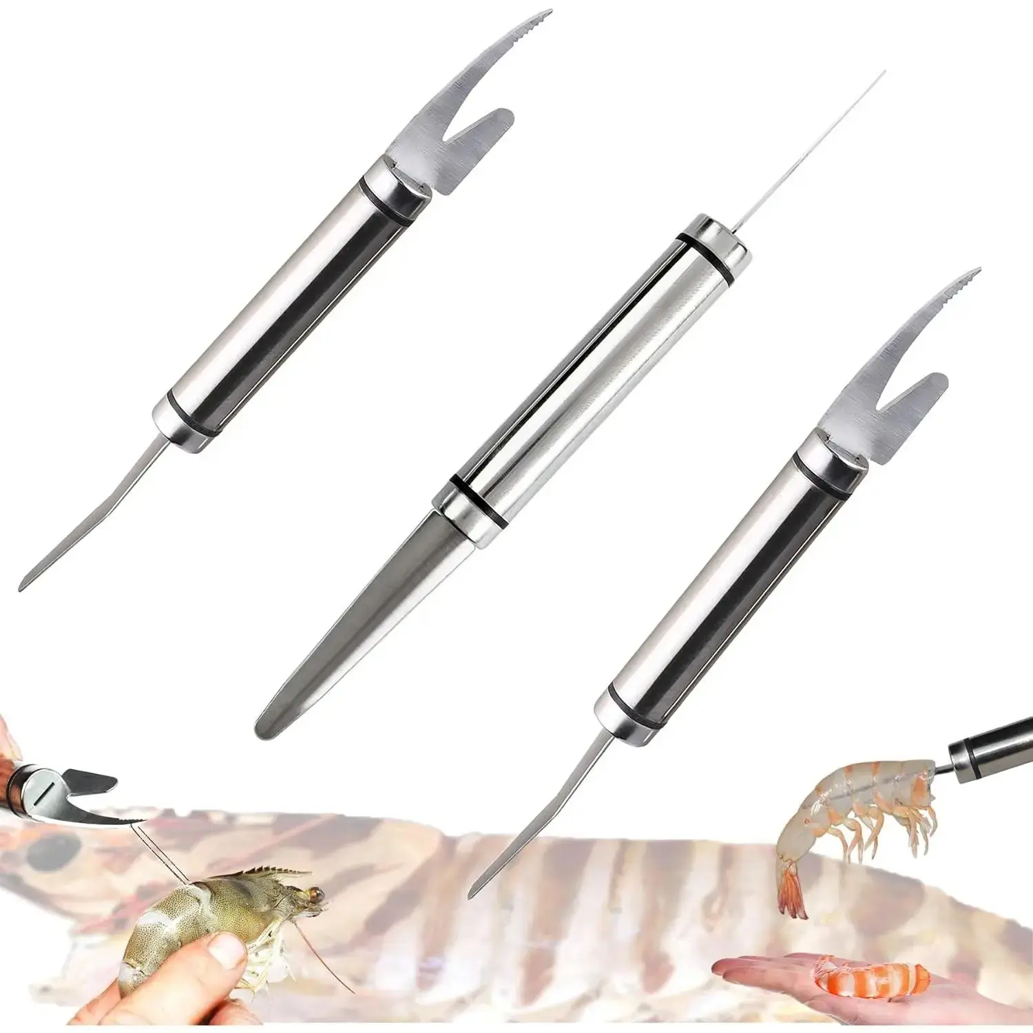 3 count Multifunctional Shrimp Peeler, 5 In 1 Multifunctional Shrimp Line Fish Maw ,Shrimp Deveiner Tool Shrimp Cleaner