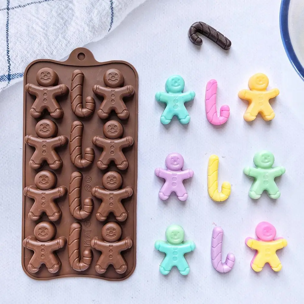 1 Pc Silicone Mold – Gingerbread Man & Candy Cane Shape Baking Mold for Chocolate, Ice Cubes, Cake & Holiday Desserts | Reusable Non-Stick Tray for Party & Festive DIY Treats