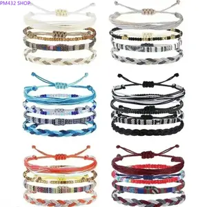 Boho Surfer Anklet Set for Women & Men – Waterproof Colorful Braided Rope Anklets, Adjustable Beach Foot Jewelry, 4–24 PCS Summer Accessory Set