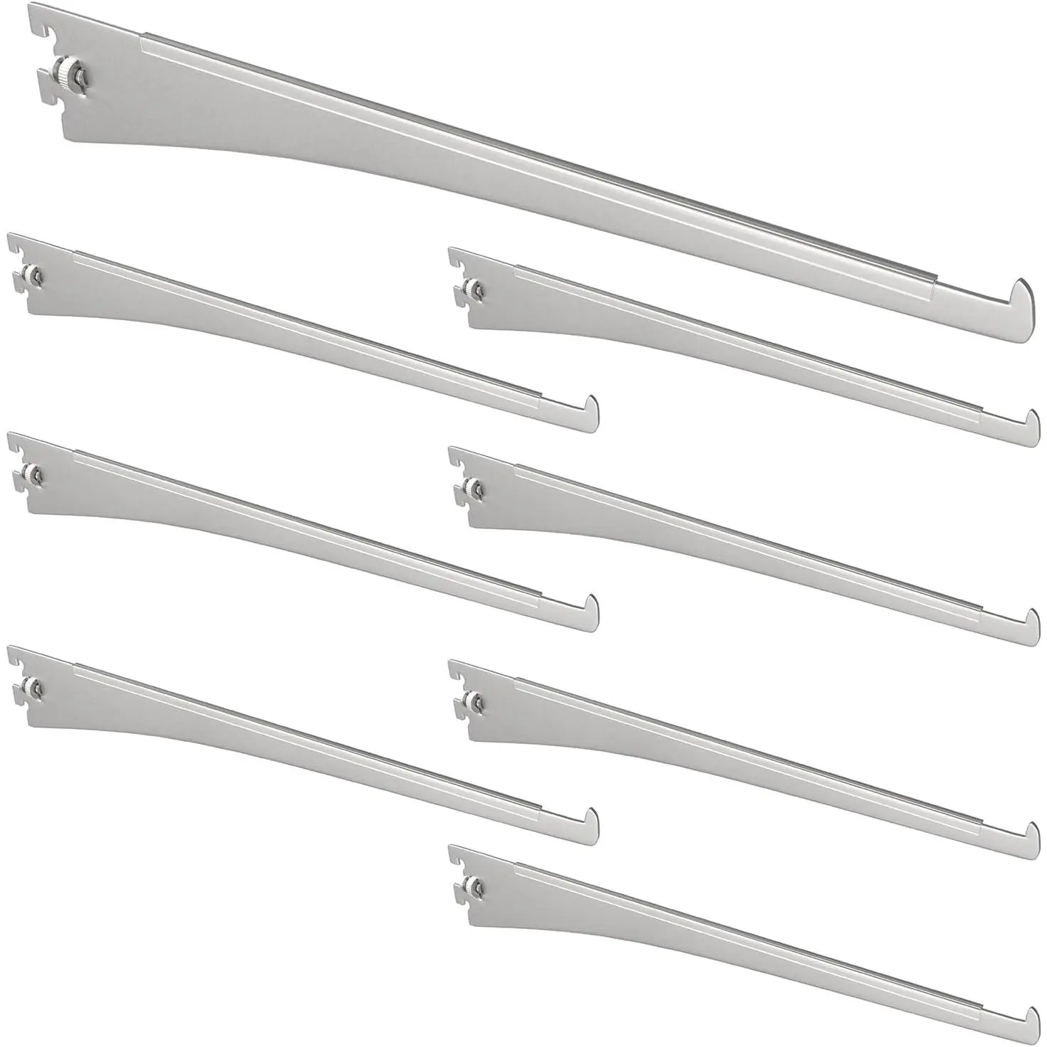 8 count Tap-in Shelf Brackets, 12 Inches Adjustable Shelf Track Brackets for Single Track  Track System Closet, Bookshelf,  Rack ()
