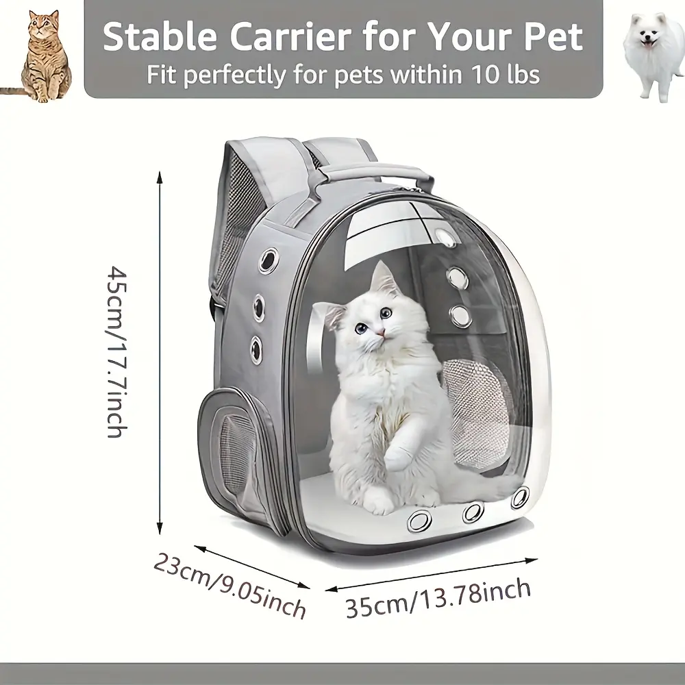 1 Space Capsule Pet Carrier Backpack - Breathable Transparent Travel Carrier for Cats and Small Dogs, Zippered, Portable, Ideal for Outdoor Adventures, Pet Travel Bag, Modern Pet Accessory, Secure Zipper Closure