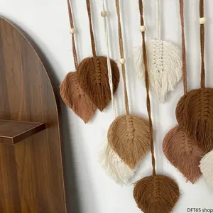 Bohemian Hand Woven Leaf Macrame Dreamcatcher Wall Hanging Rattan Decor Matching Wind Chime Design Soft Natural Fiber Texture For Indoor Wall Camping Hammock Rustic Bohemian Style Seasonal Home Ornament Decor