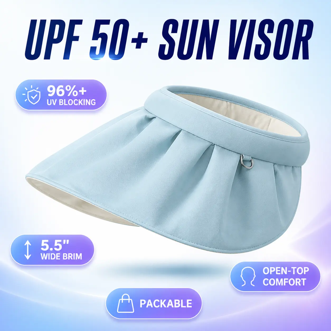 Summer Beach Double-Sided Shell Sun Protection Hat for Women, UV Protection Headband, Face Covering Sun Hat, Open-Top Sun Hat for Cycling