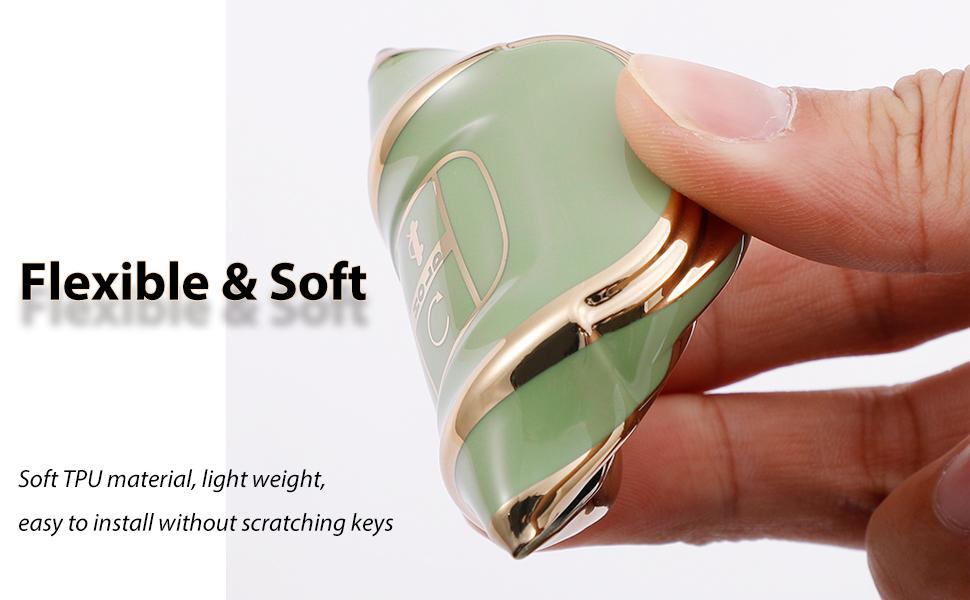 TPU Key Fob Cover with Leather Keychain, Compatible with Honda Accord Civic HR-V CR-V Pilot Sport SI EX EX-L Touring 2022 2023 2024 2025 2026, 4/5 Button, Black