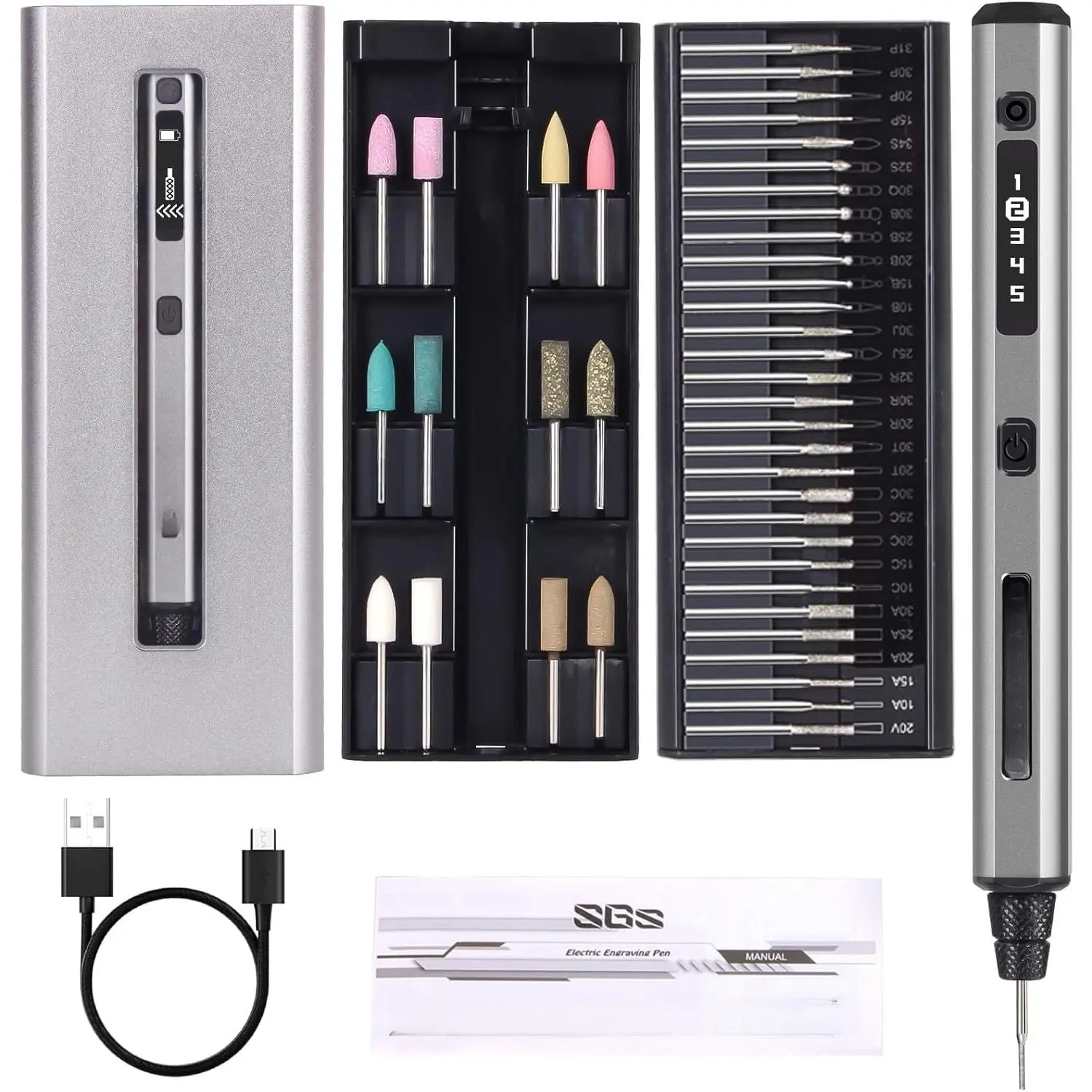 Mini Cordless Rotary Tool Kit, 5 Speed, 30000 RPM, 42 Bits | Engraving Pen with  Case, for  Printer Sanding, Polishing, Drilling, Carving, DIY Crafts, Type-C  Port