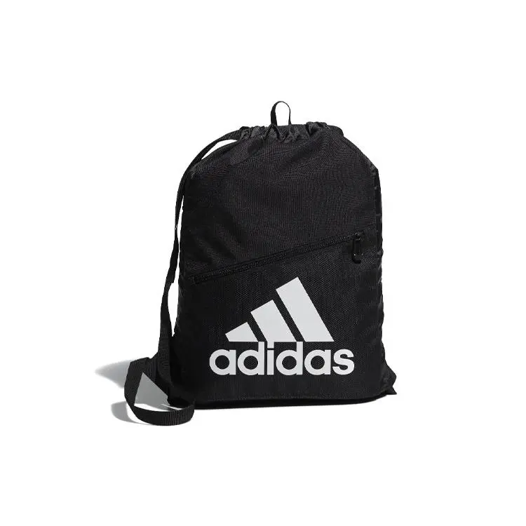 Adidas Logo-Print Training Backpack for Men and Women – Recycled Polyester Drawstring Bag in Black