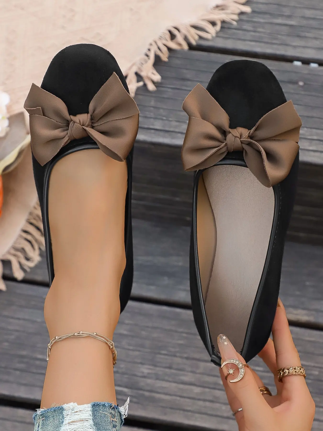 Women's Leopard Print Bow Low Heel Shoes, Vintage Round Toe Flat Ballet Flats, Soft Sole Versatile Lazy Bean Shoes, Comfortable and Stylish, Bow Decorated Shoes, Ballerina Flats