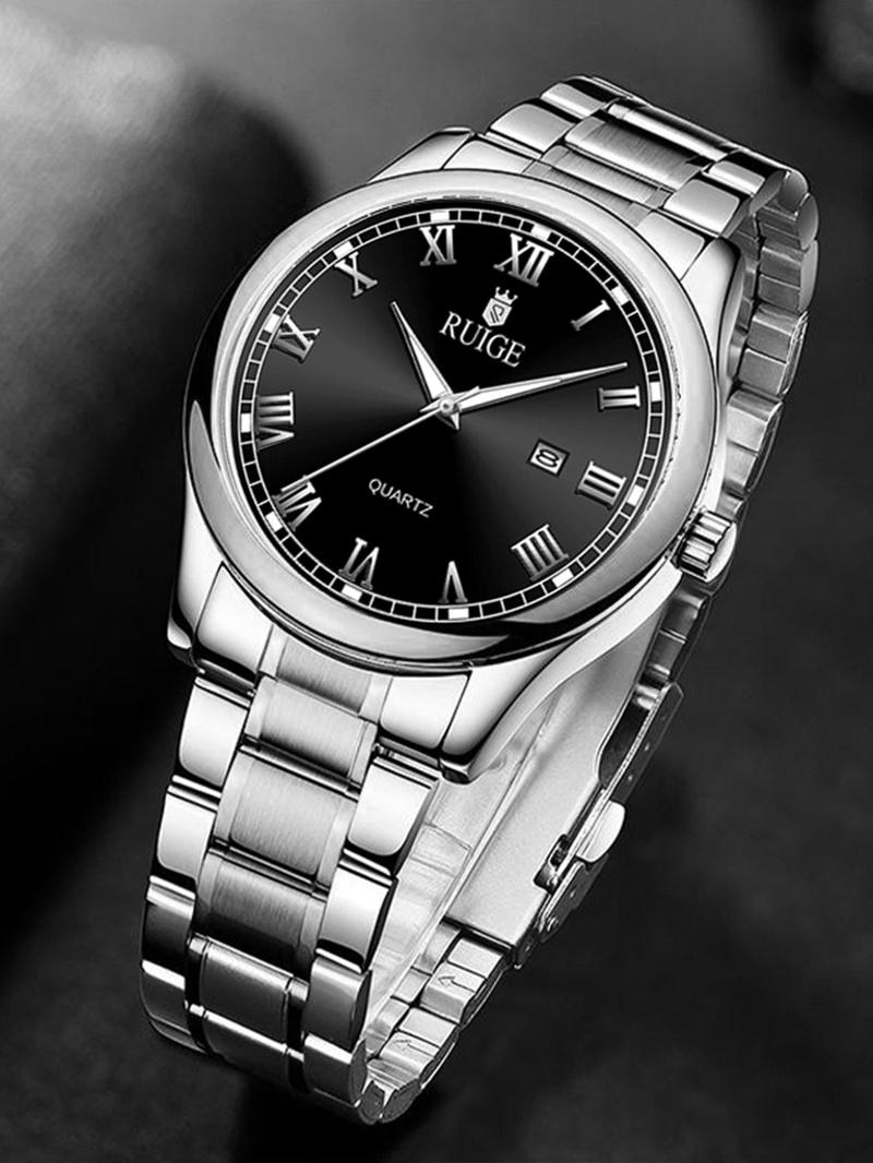 Men's Business Fashion Round Dial Analog Quartz Watch, Stainless Steel Luminous Waterproof Quartz Watch, Classic Fashion Watch with Calendar, Trendy All-match & Exquisite Watch for Birthday Gift with Box, Stainless Steel Watches Men's Business Fashion Round Dial Analog Quartz Watch, Stainless Steel Luminous Waterproof Quartz Watch, Classic Fashion Watch with Calendar, Trendy All-match & Exquisite Watch for Birthday Gift with Box, Stainless Steel Watches