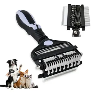 3-IN-1 Pet Deshedding & Grooming Tool - Stainless Steel Undercoat Rake with 33 Rounded Teeth, 87-Teeth Side & Deep Detangling Comb for Matted Fur Removal on Long/Short Haired Dogs & Cats
