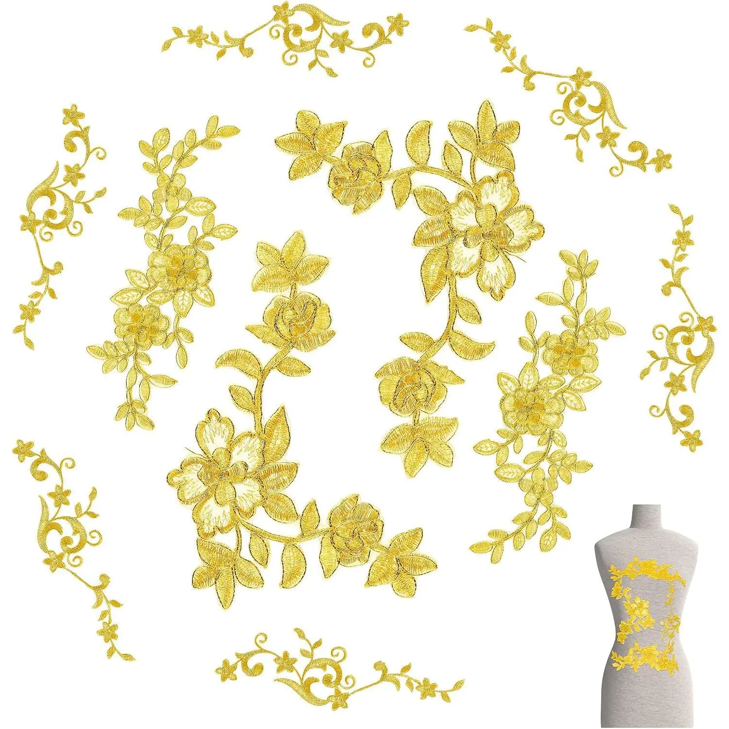 10 count  Flower Appliques  Lace Embroidery Applique | Sewing Fabric Craft Decoration Lace Patch Embroidered Appliques for Crafting Wedding Prom Dress Jeans Clothes