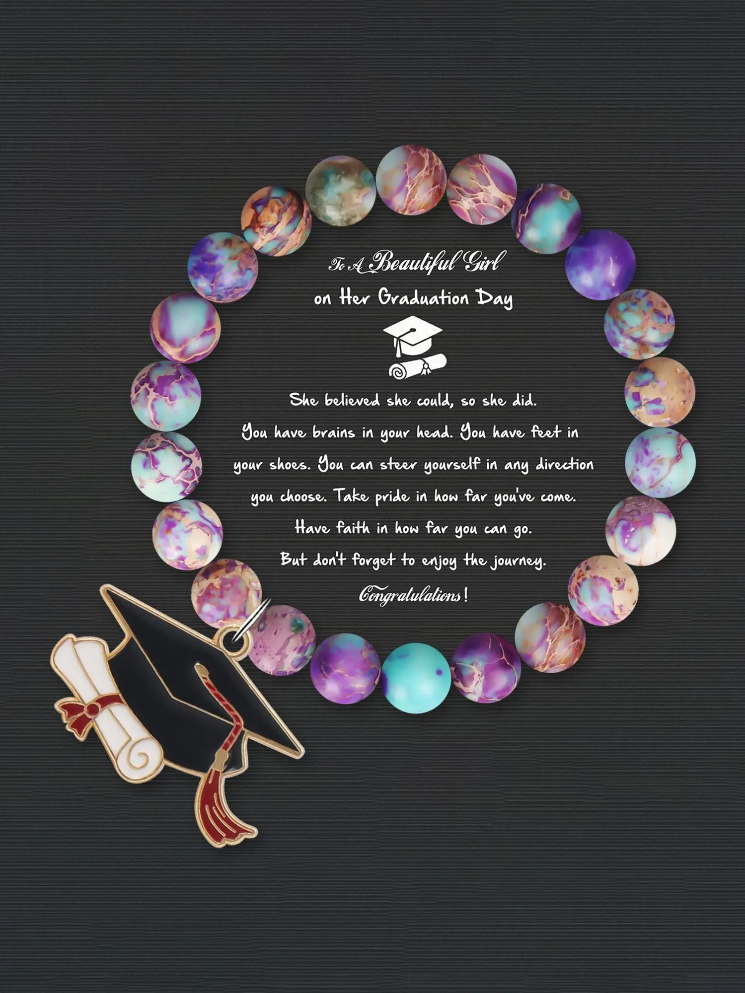 Graduation Season Gift Beaded Bracelet, Fashionable Graduation Themed Bracelet for Women & Girls, Trendy All-match & Exquisite Jewelry for Birthday Gift