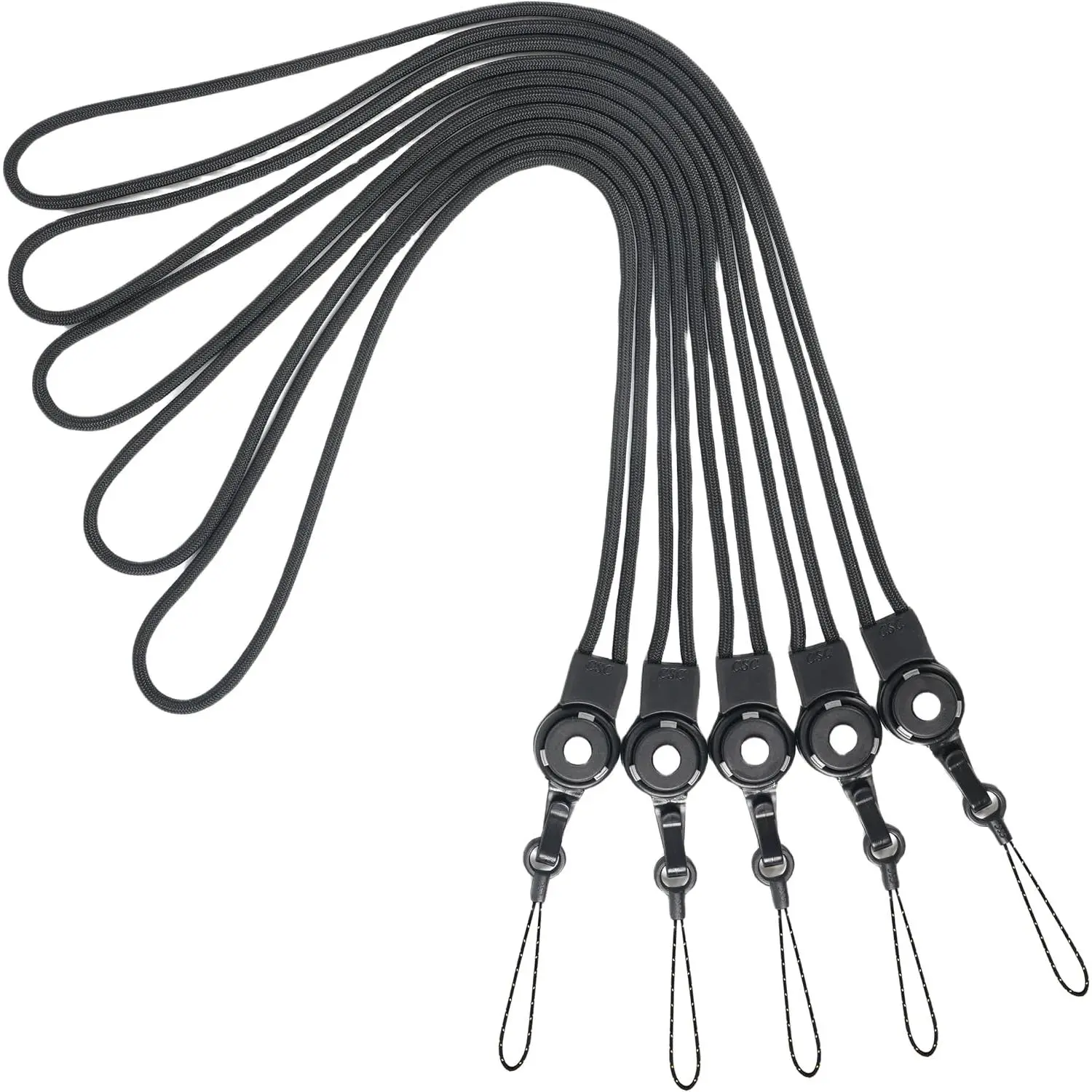 5 Pack Lanyards Detachable  lanyard For Pen Phone ID Badges Holder  Office Cell USB Black Strap Whistles iPod