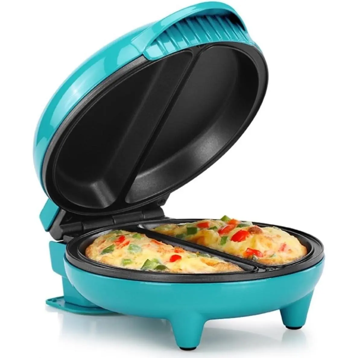 Stainless Steel 2-Section Omelet & Frittata Maker, Non-Stick Coating, Easy Clean, Indicator Lights, Compact Storage, Versatile Recipes in Minutes, 2 Portions, TealGift