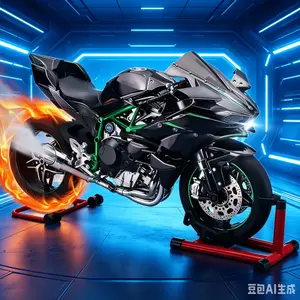 1:9 Scale motorcycle model, made of alloy material. It features an exhaust spray function and cool lights. The front wheel can be turned and the shock absorption is sensitive. The details are perfectly recreated. It comes with a red display stand. It is a