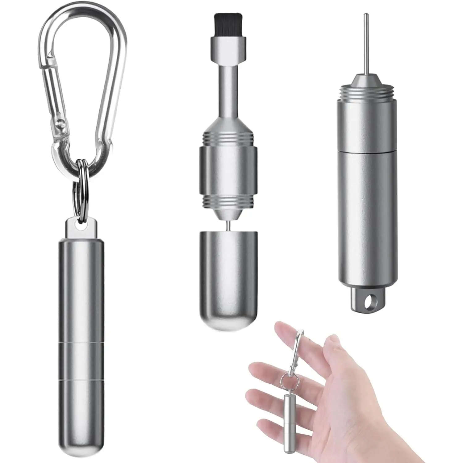 SIM Card  - SIM Ejector Pin with Cleaning Brush and Small Carabiner Clip - 2 in 1 EDC Eject Pins Reset  for  Cell Phones