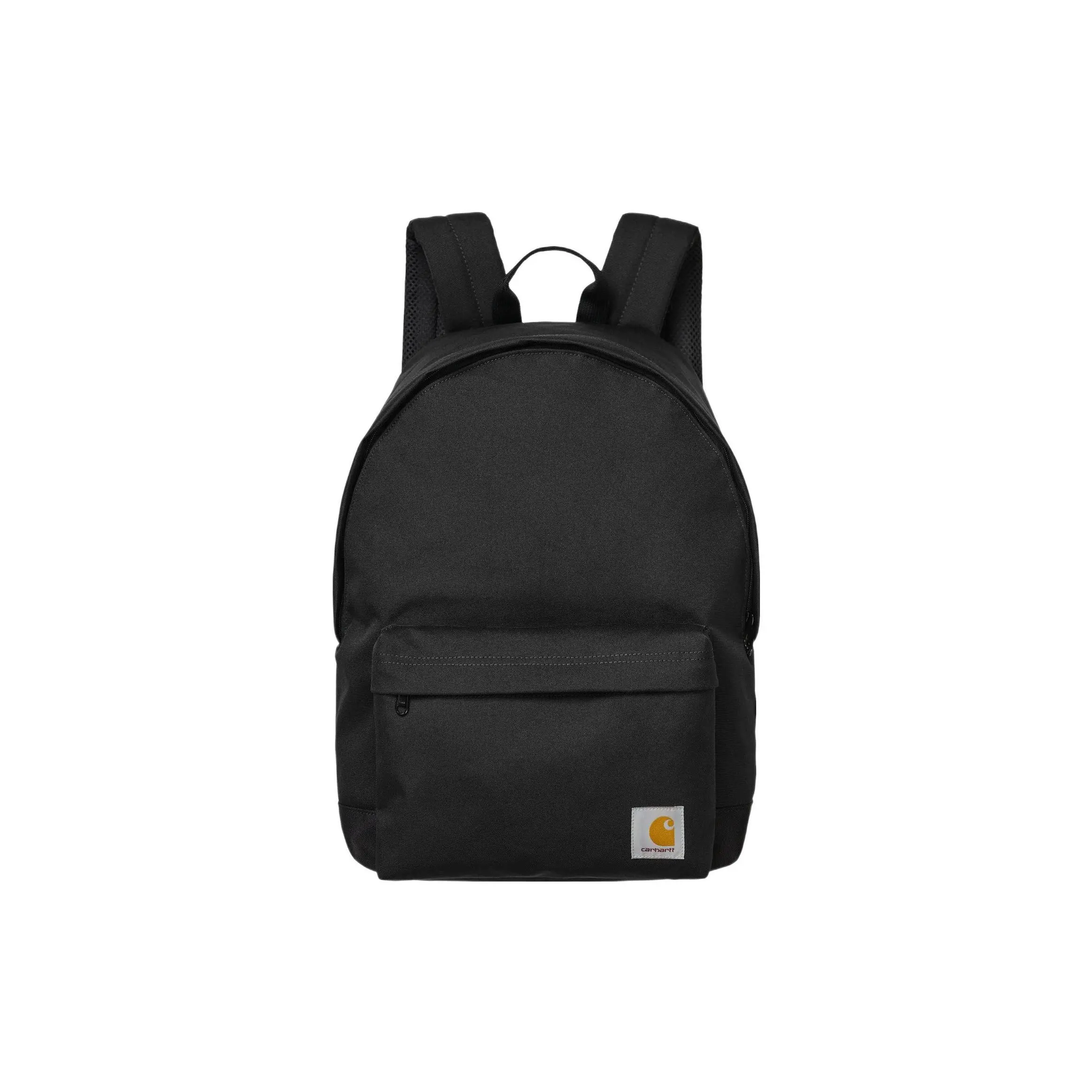 Carhartt WIP Jake Canvas Backpack with Logo Patch and Zip Closure for Men, Regular Fit, Black