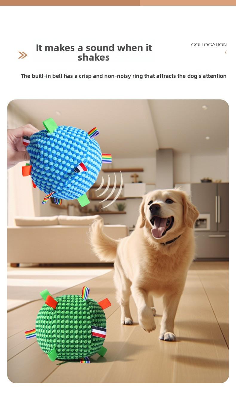 Pet Toy Ribbon Sound Ball, Dog Toy, Interactive Bell Rolling Ball for Teasing and Throwing, Pet Toy, Cat Teething Toy
