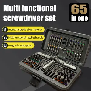 Upgrade 65-In-1 Professional Ratchet Screwdriver Set, Magnetic Bits, Multi-Functional Home Repair Tool Kit, Portable DIY Essential