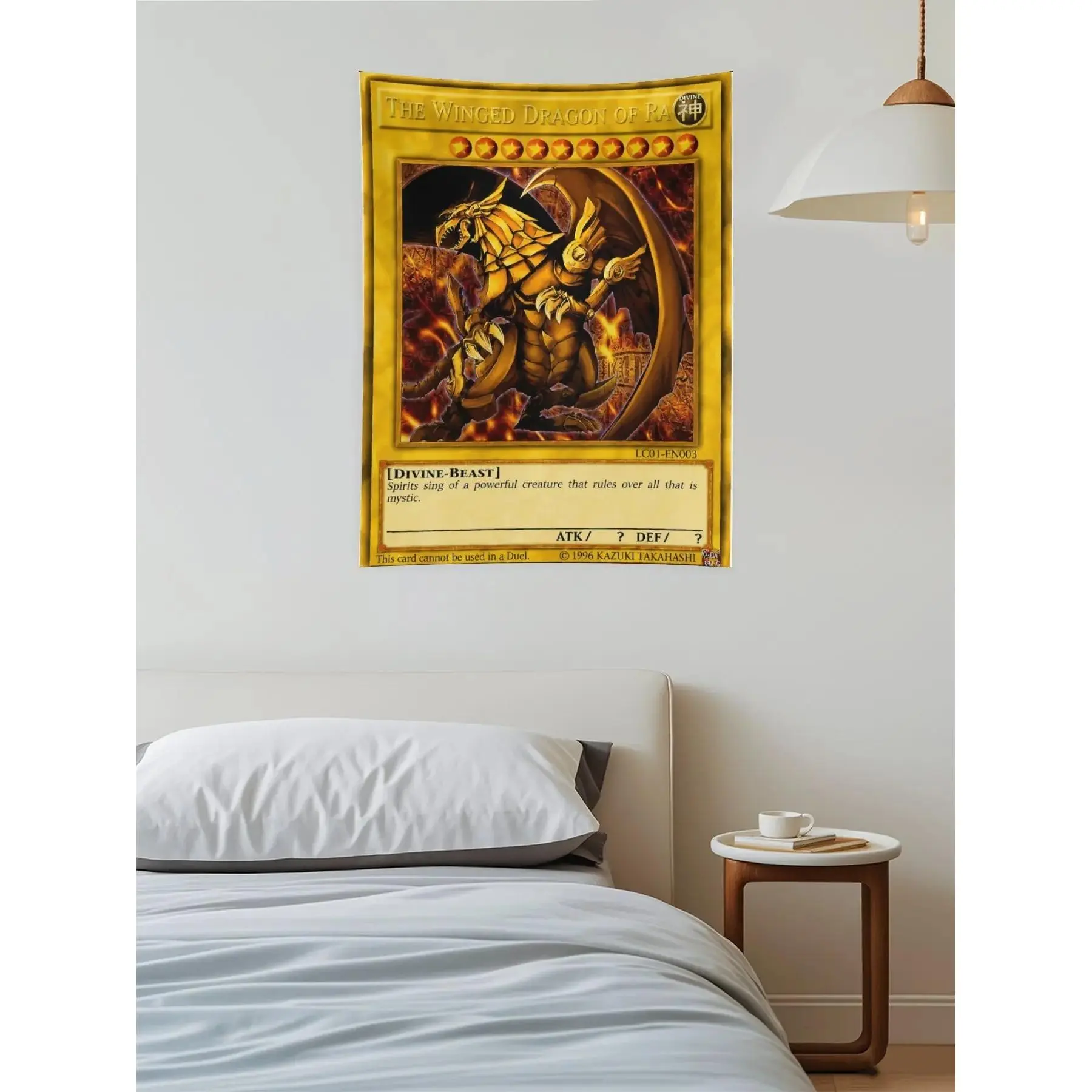 Golden Winged Dragon Card Tapestry – Fantasy Mythical Beast Wall Hanging, Fiery Gothic Bedroom Décor, Gaming Room Poster  Decor