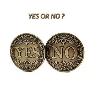 2PCS Decision Lucky Coins - Double-sided (Yes/No) bronze-colored, decorated with floral designs, perfect for games, ornaments, decorations, collectible souvenir badges, collector's challenge coins, and the perfect gift.