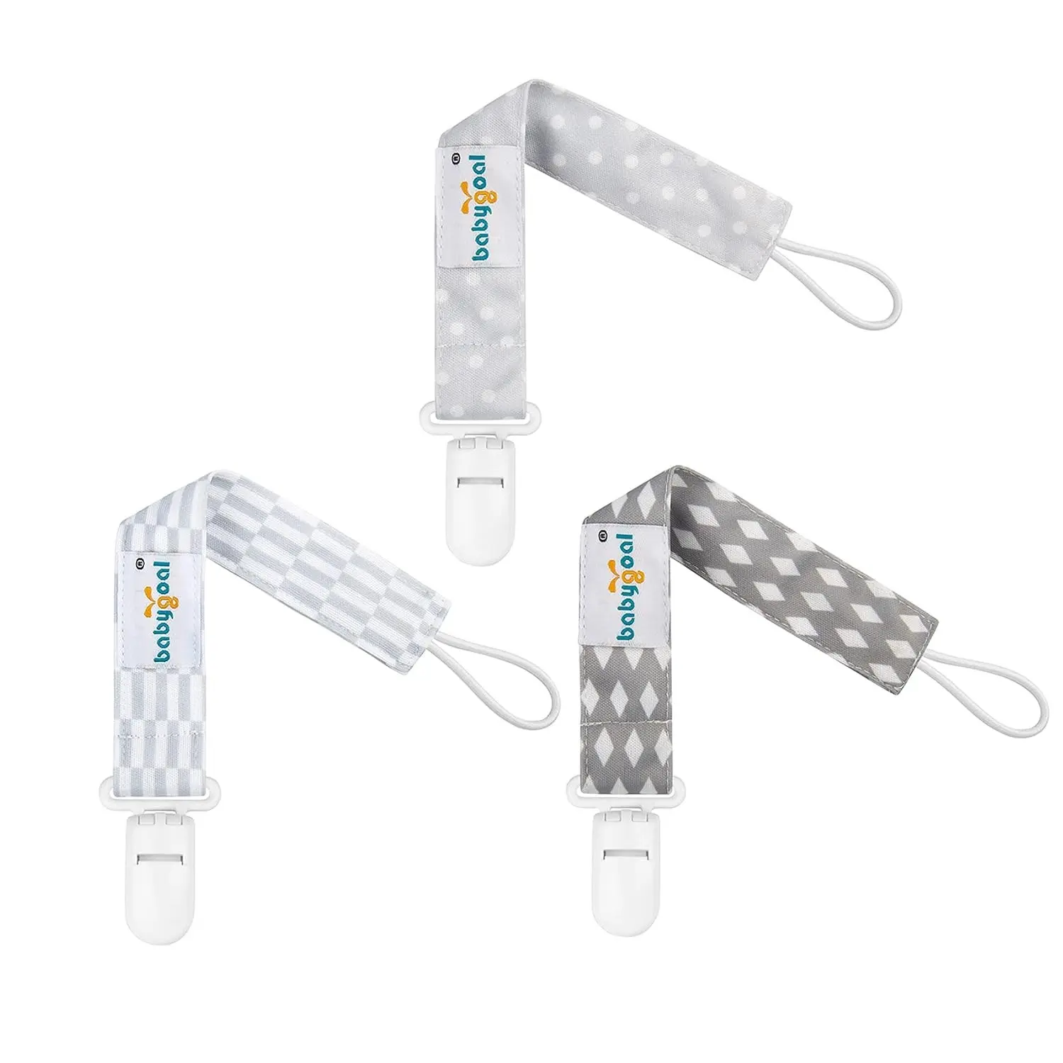 Baby Neutral Pacifier Clips, 3 Pack Binky Paci Holder and Leash Fits for Most Pacifier and Binkies PS06