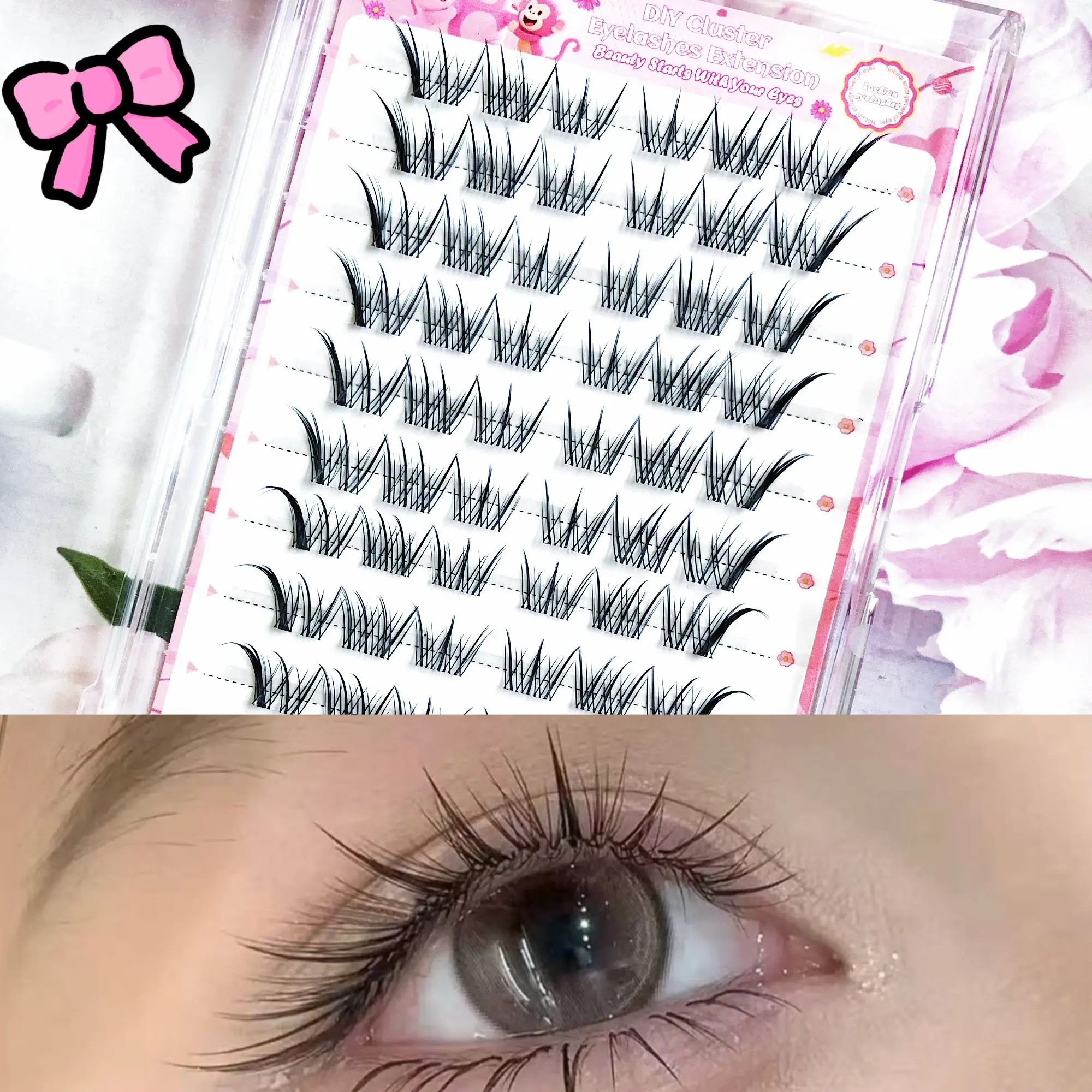 Directly Applied False Eyelashes, 60pcs Segmented Comic Style Lashes, Detailed Yet Subtle, Sweet Cool Switch, Self-Adhesive False Eyelashes