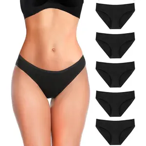 5 Pack Cotton Underwear for Women Hipster Panties Low Briefs Bikini Underwears