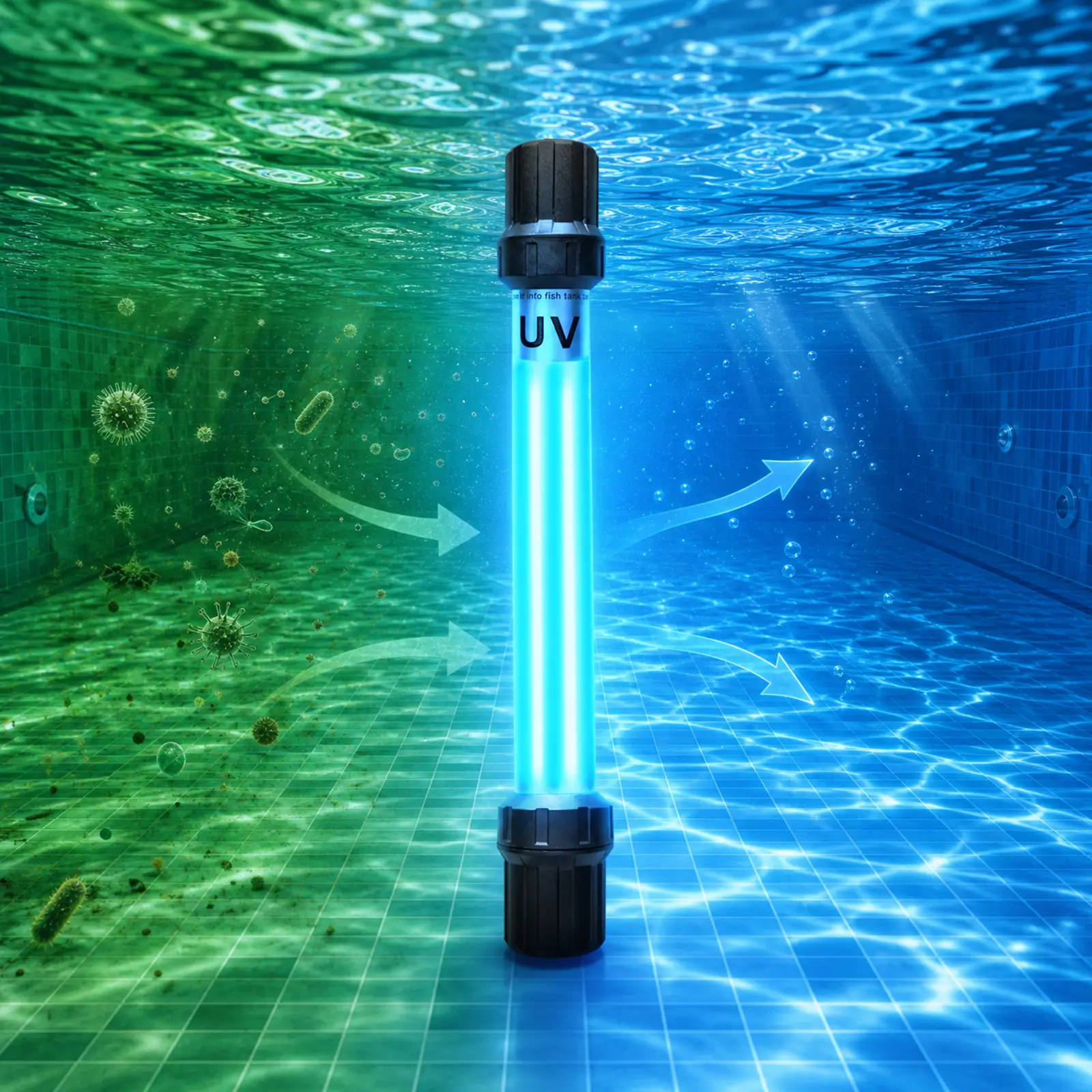 TARARIUM 55W UV Water Clarifier with 17ft Cable, Algae Killer for 500-6000 gal Swimming Pool, Koi Pond, High-Transparency Glass Fish Tanks, Pond Filter & Aquarium Lights Pet Supplies, Cold Plunge
