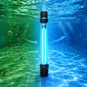 TARARIUM 55W Pool UV Light for 500-6000 Gallon, UV Pond Water Clarifier for Koi Pond, Swimming Pool, Spa, Large Fish Tank, Cold Plunge UV Light for Pond Algae Control, Helps Keep Water Crystal Clear
