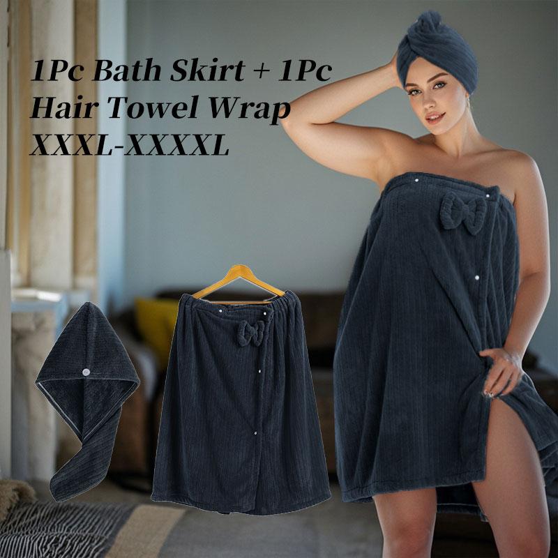2pcs, Sizes 82*215Cm/82*165Cm, 350Gsm, Lightweight Extra-Large Bath Skirt & Princess Shower Cap, Adjustable with Suitable for M-XXXXL, Thickened Bath Skirt, Ideal for Home Use, Travel, Sauna and Spa, Dimensions 32.31*84.65In/32.31*64.96In