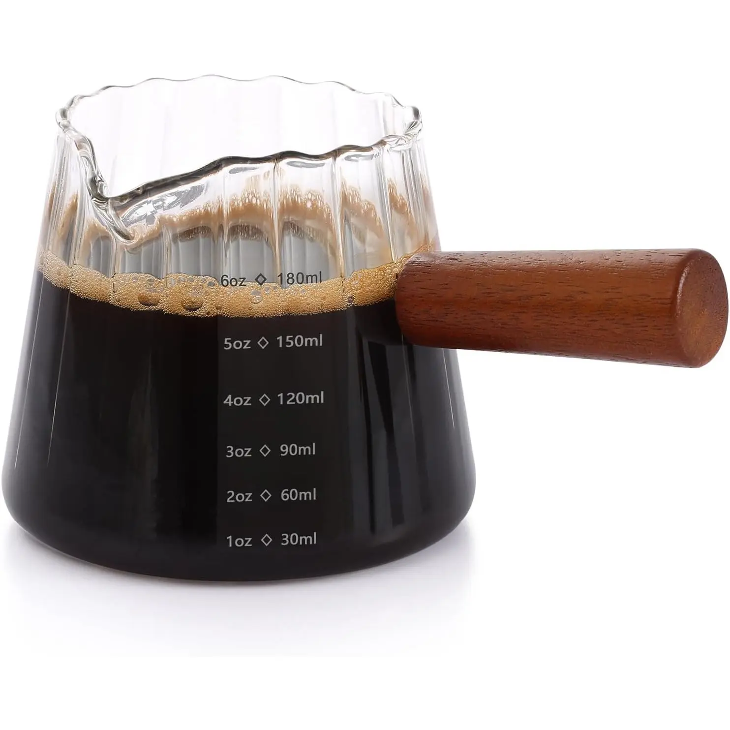 Espresso Cups 6 OZ, V-Shaped Spouts Cups, Espresso Shot Glasses with  Handle, Ribbed Milk Measuring Cup