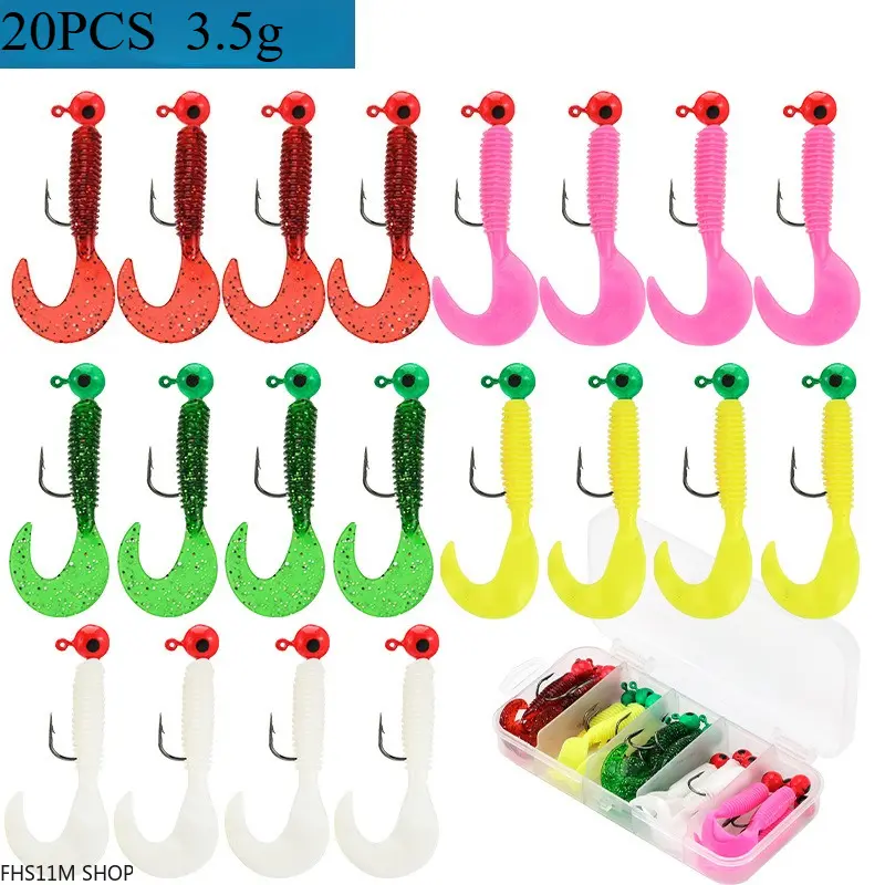 20 Pack Pre Rigged Weedless Soft Swimbait Lure Weighted Jig Head Freshwater Saltwater Angling FishingTok SummerEssentials Unisex Premium Artificial Bait