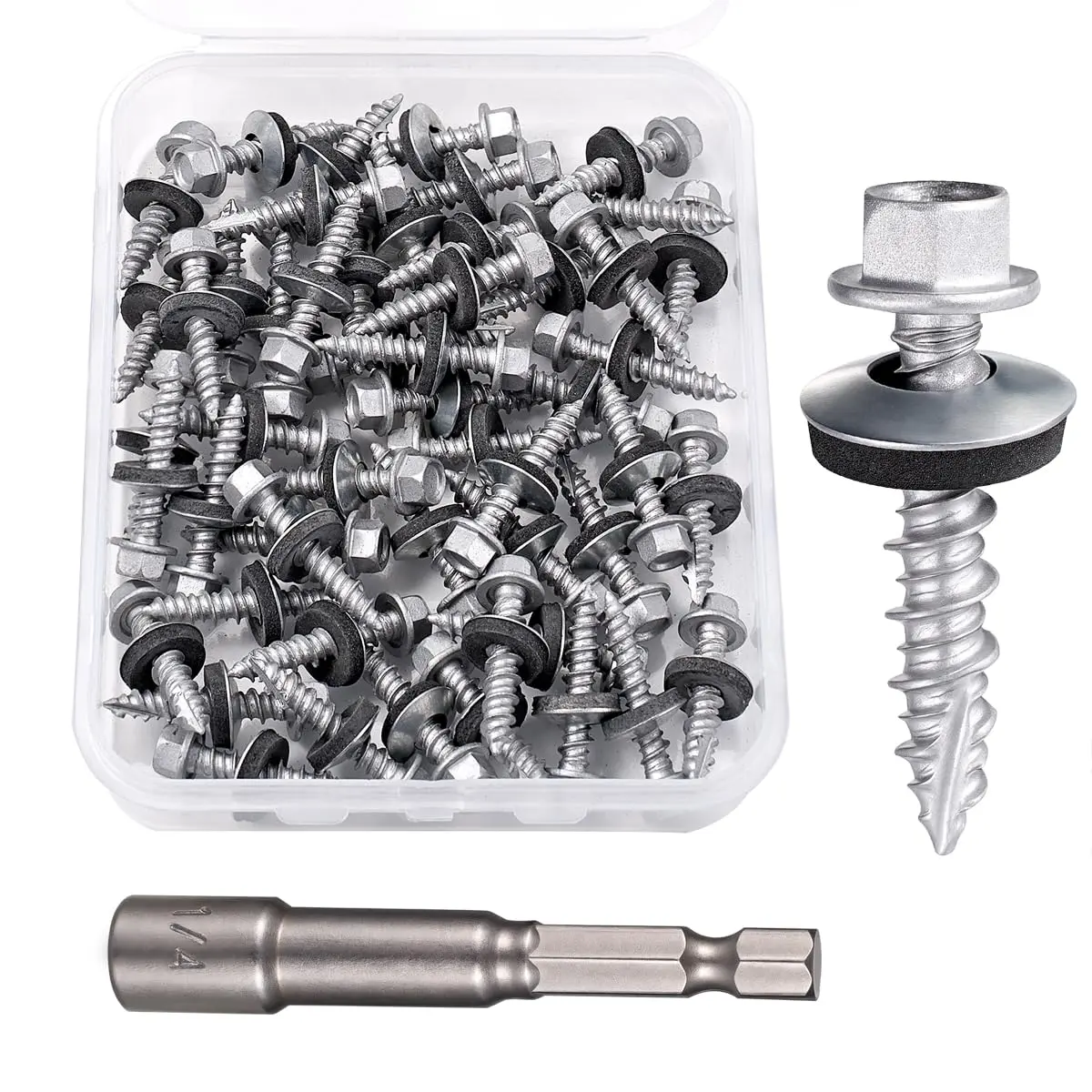 50 count  #10x1 Metal Roofing Screws - Hex  Galvanized Self-Tapping Screws with EPDM Washers for Metal Roofs, Hangars, Sheds,Fences, Porches, Sloping Roofs and Store Roofs