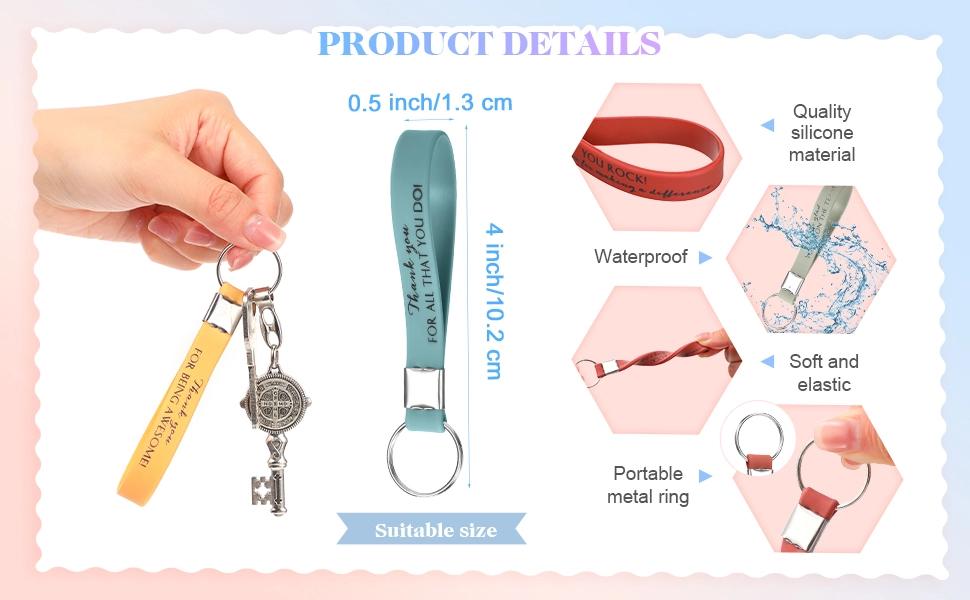 BASIC SUPPLY 30 Pcs Thank You Keychain Gift Bulk for Employee Christmas Inspirational Appreciation for Coworker Team Staff Office