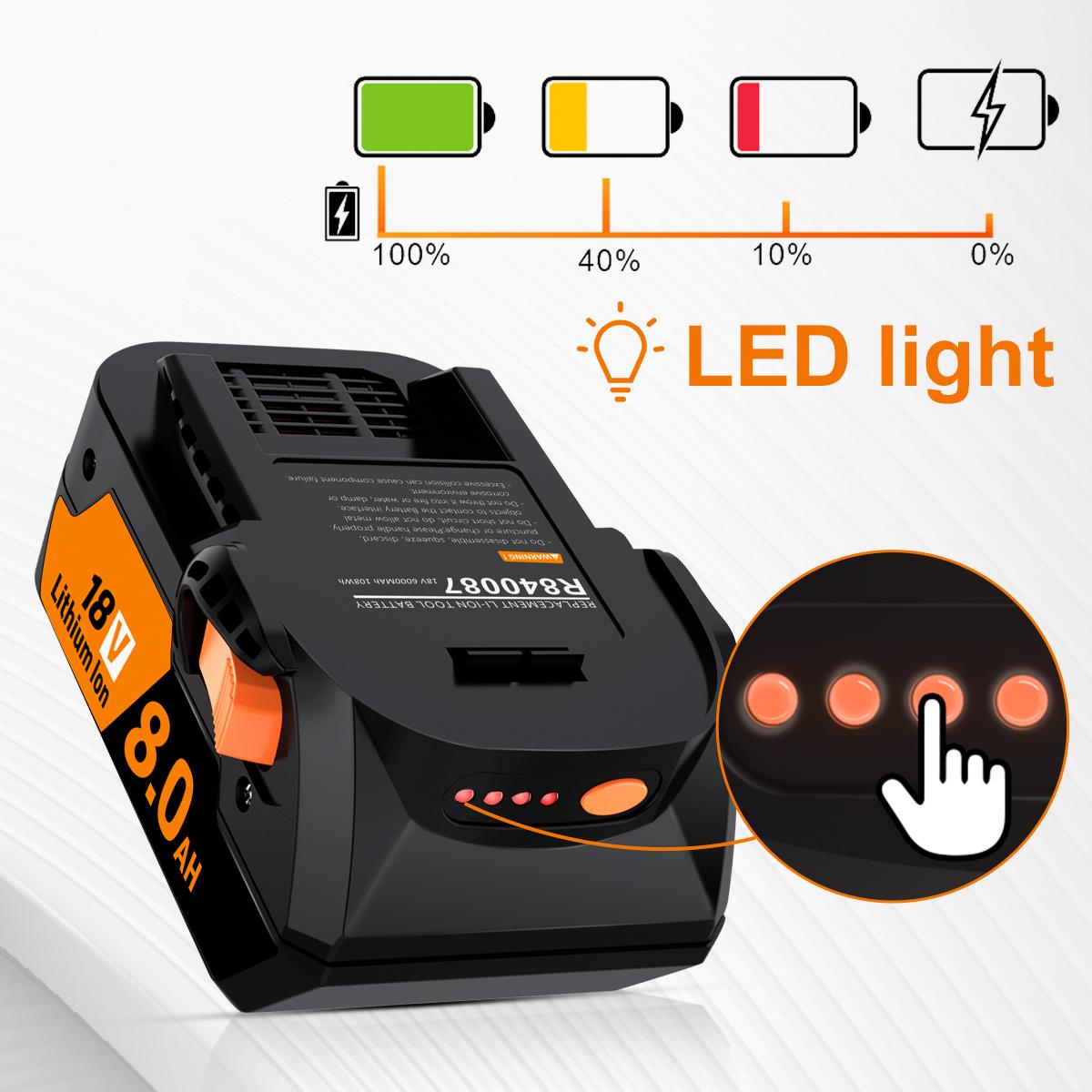 High quality PACK For Ridgid R840087 8.0Ah Lithium Battery Rigid 18 Volt R840085 Power Tools High quality PACK For Ridgid R840087 8.0Ah Lithium Battery Rigid 18 Volt R840085 Power Tools