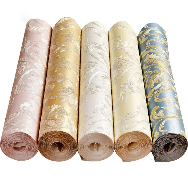 Minimalist European Warm 3D Embossed Self-stick Non-woven Wallpaper for Living Room Bedroom Study TV Backdrop